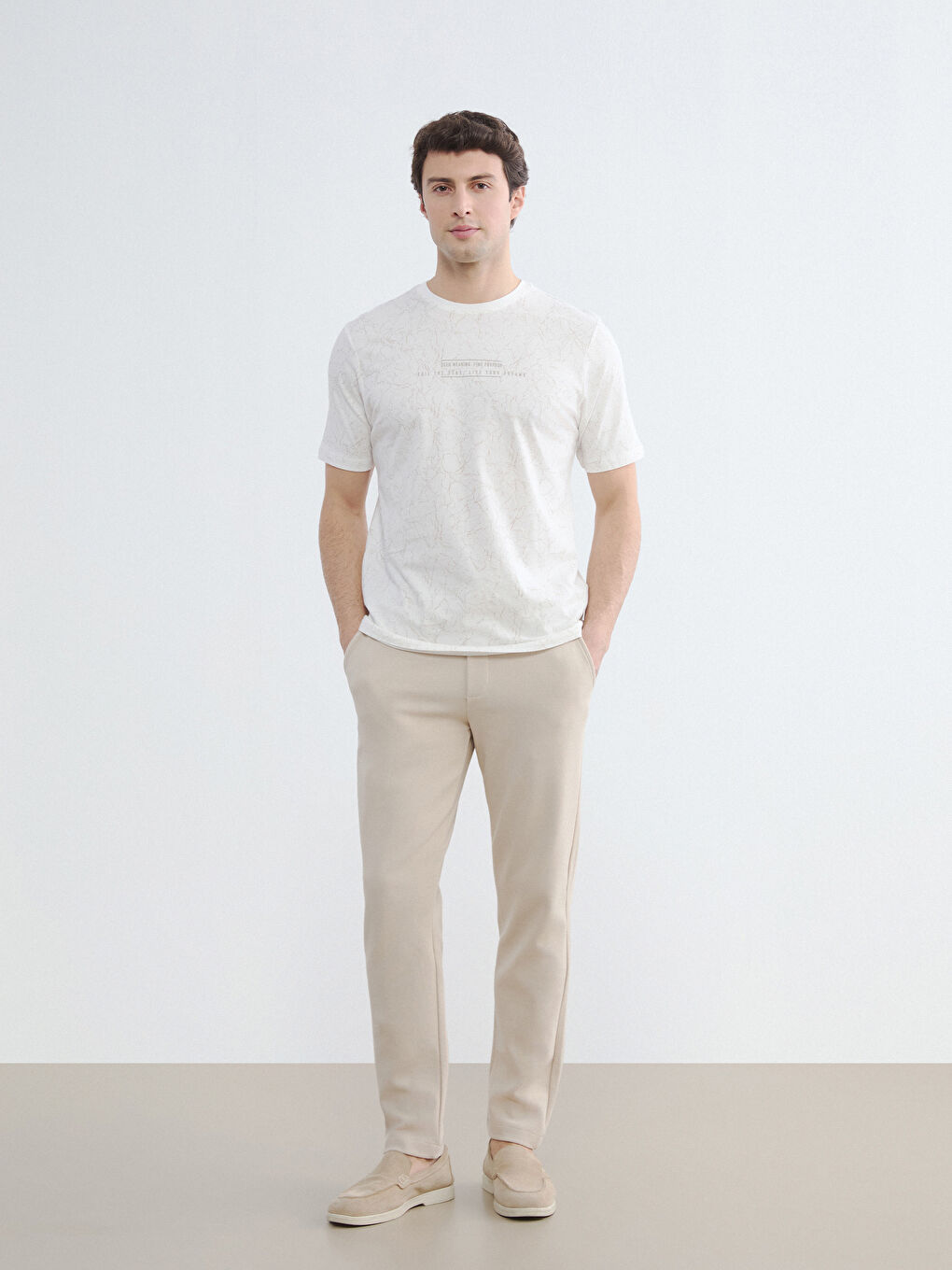 Bej Standart Kalıp Erkek Pantolon