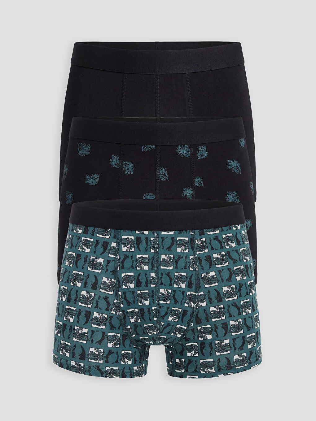 Siyah Regular Fit Pamuklu Esnek Erkek Boxer 3'lü