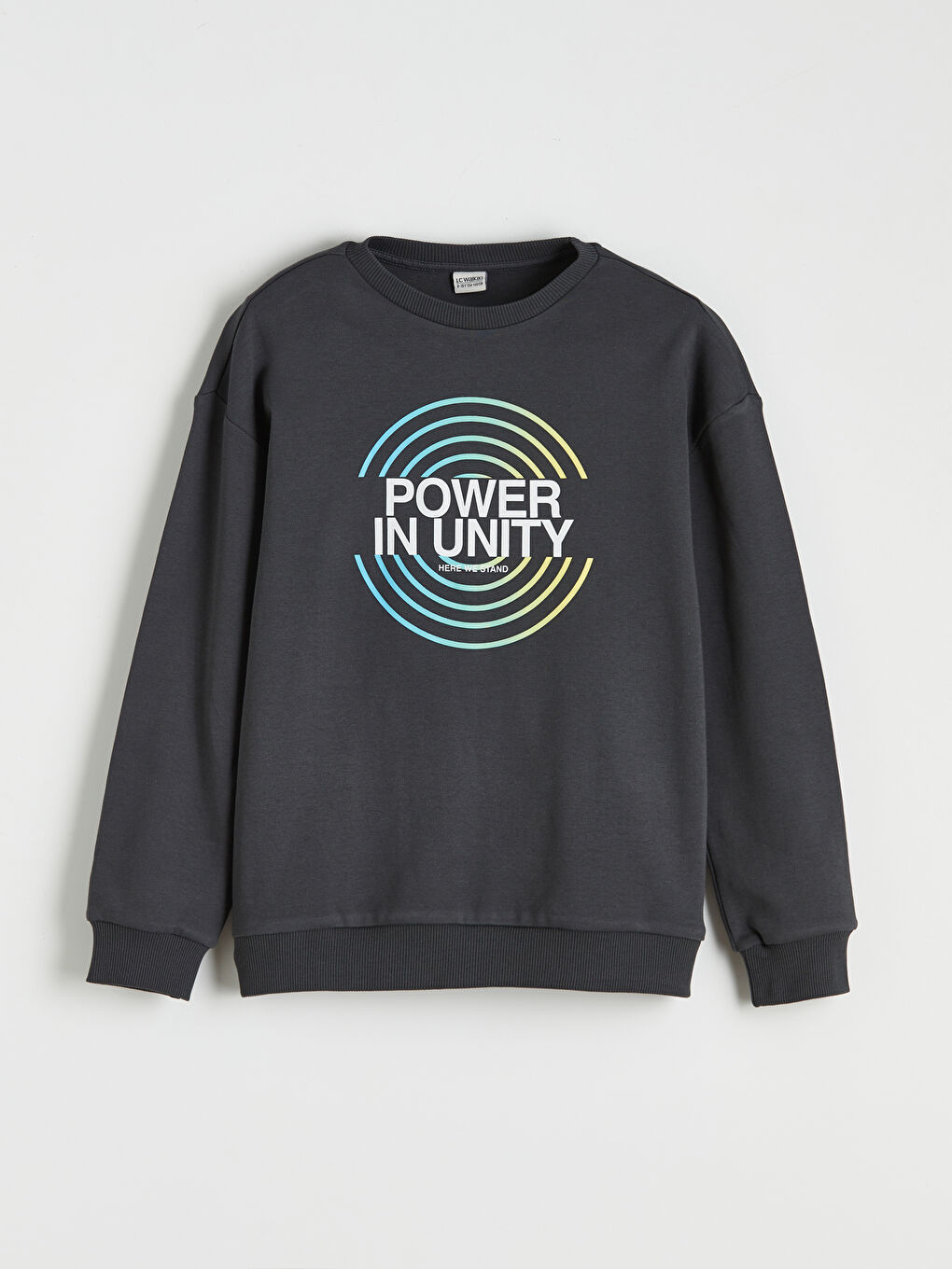 Antrasit Bisiklet Yaka Baskılı Erkek Çocuk Sweatshirt