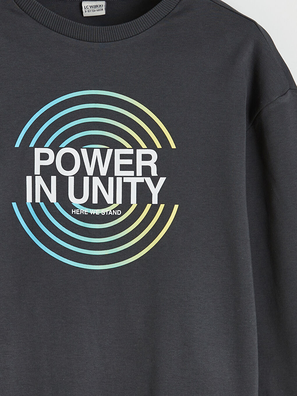 Antrasit Bisiklet Yaka Baskılı Erkek Çocuk Sweatshirt-2