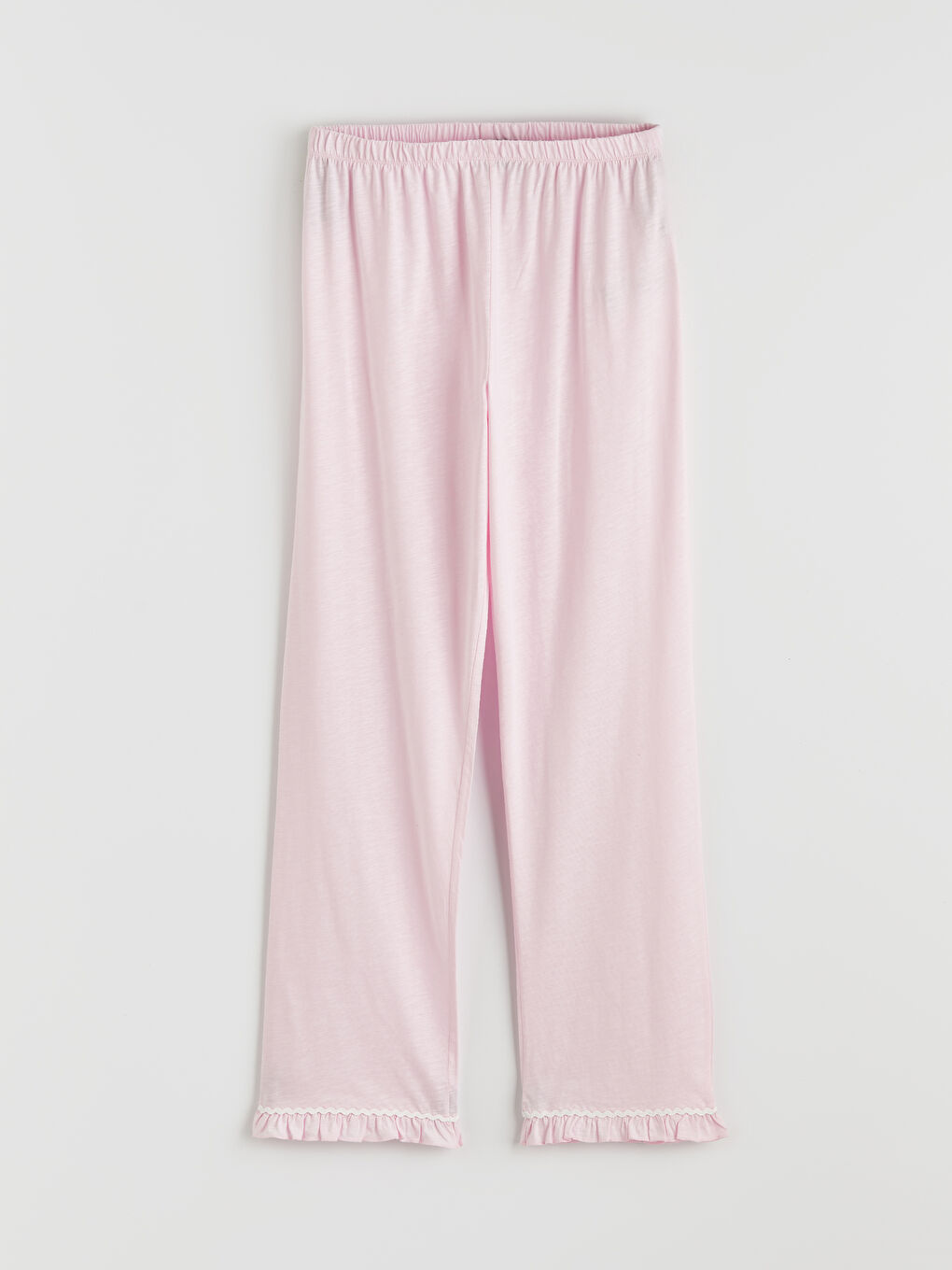 Pembe Beli Lastikli Fırfırlı Kadın Pijama Altı