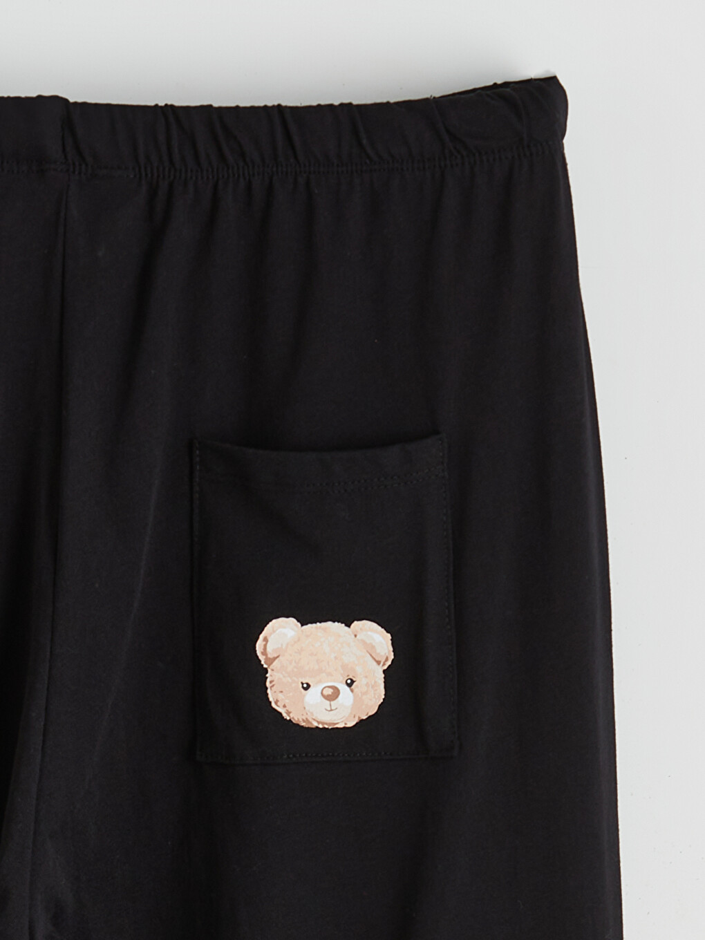 Siyah Beli Lastikli Kadın Pijama Alt-4