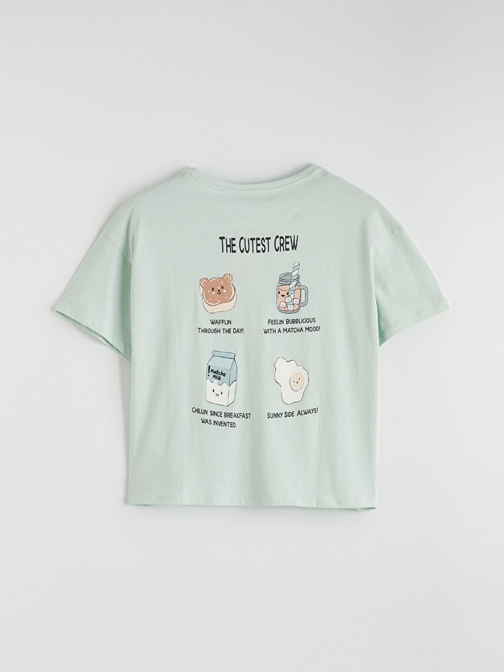 Turkuaz Bisiklet Yaka Baskılı Kadın Pijama Üst-4