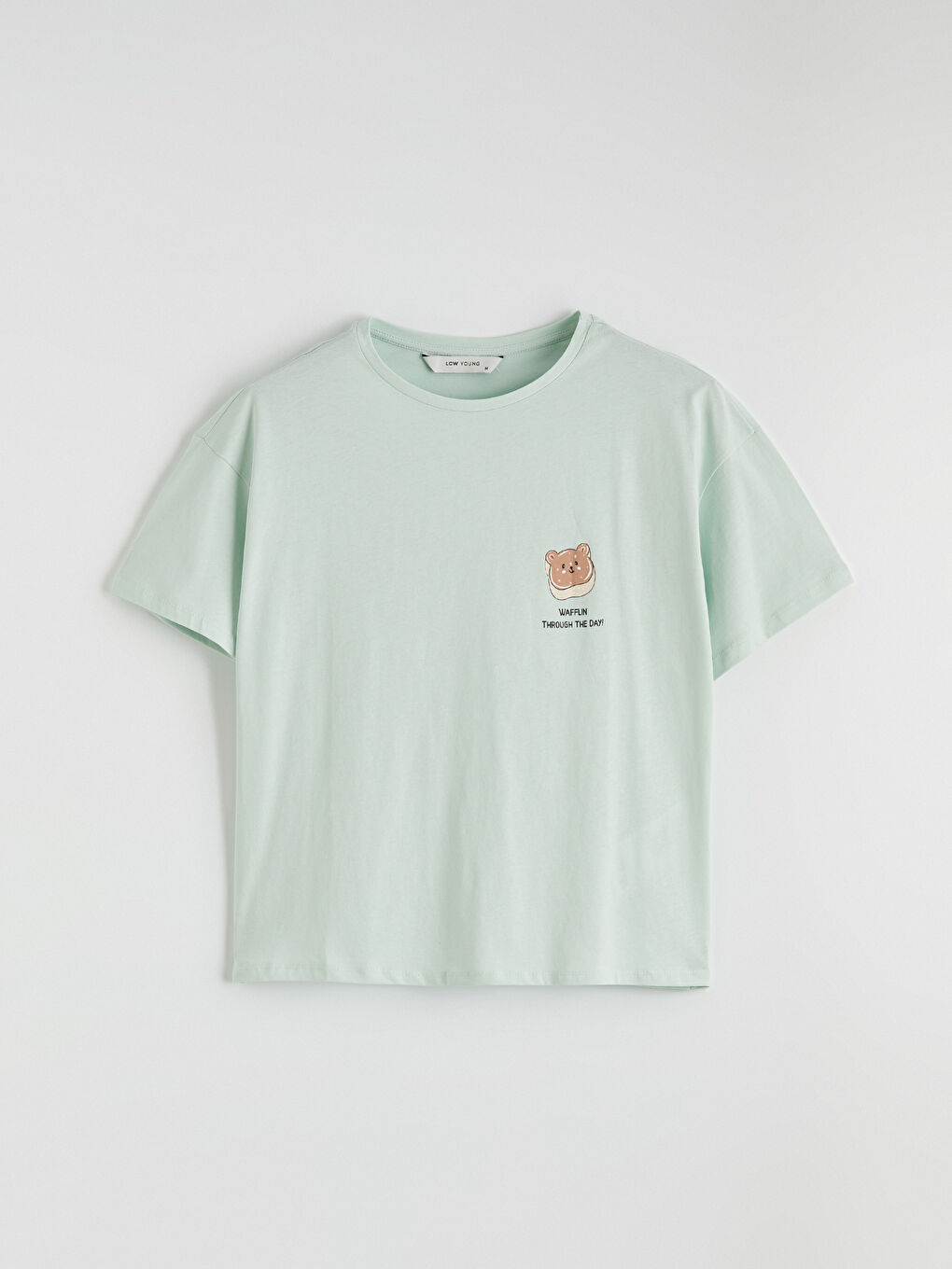 Turkuaz Bisiklet Yaka Baskılı Kadın Şortlu Pijama Takımı-5