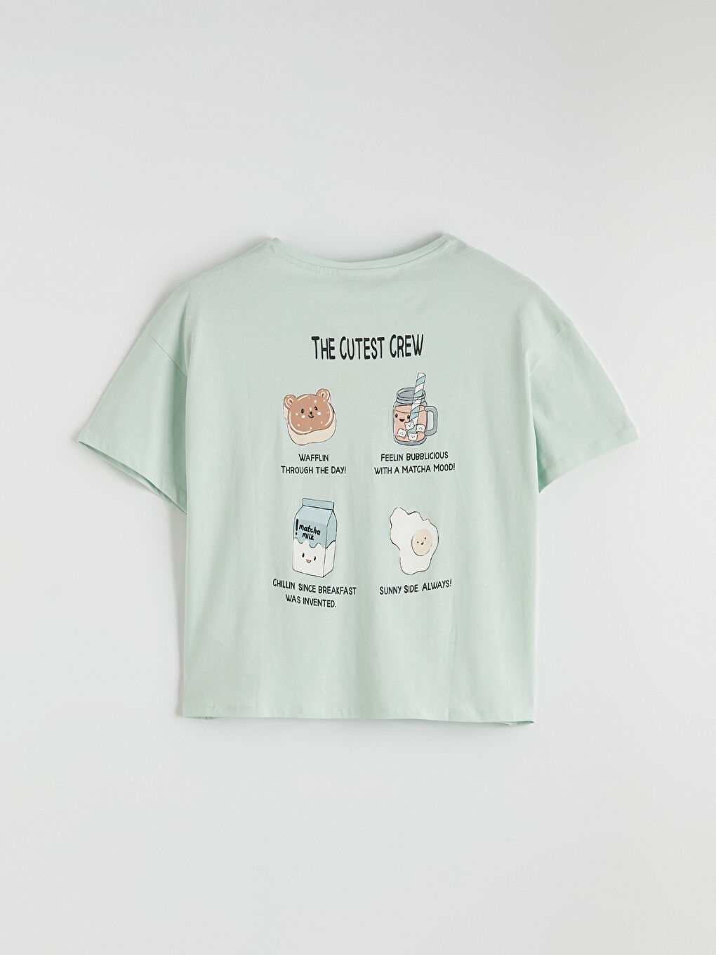 Turkuaz Bisiklet Yaka Baskılı Kadın Şortlu Pijama Takımı-7