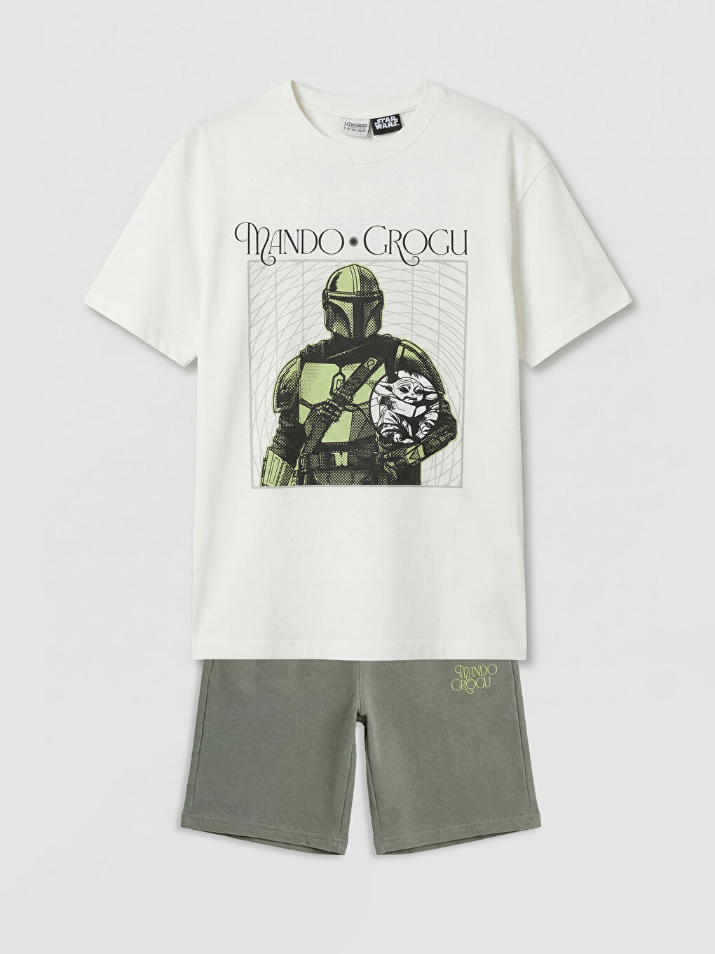 Ekru The Mandalorian Baskılı Erkek Çocuk Tişört ve Şort