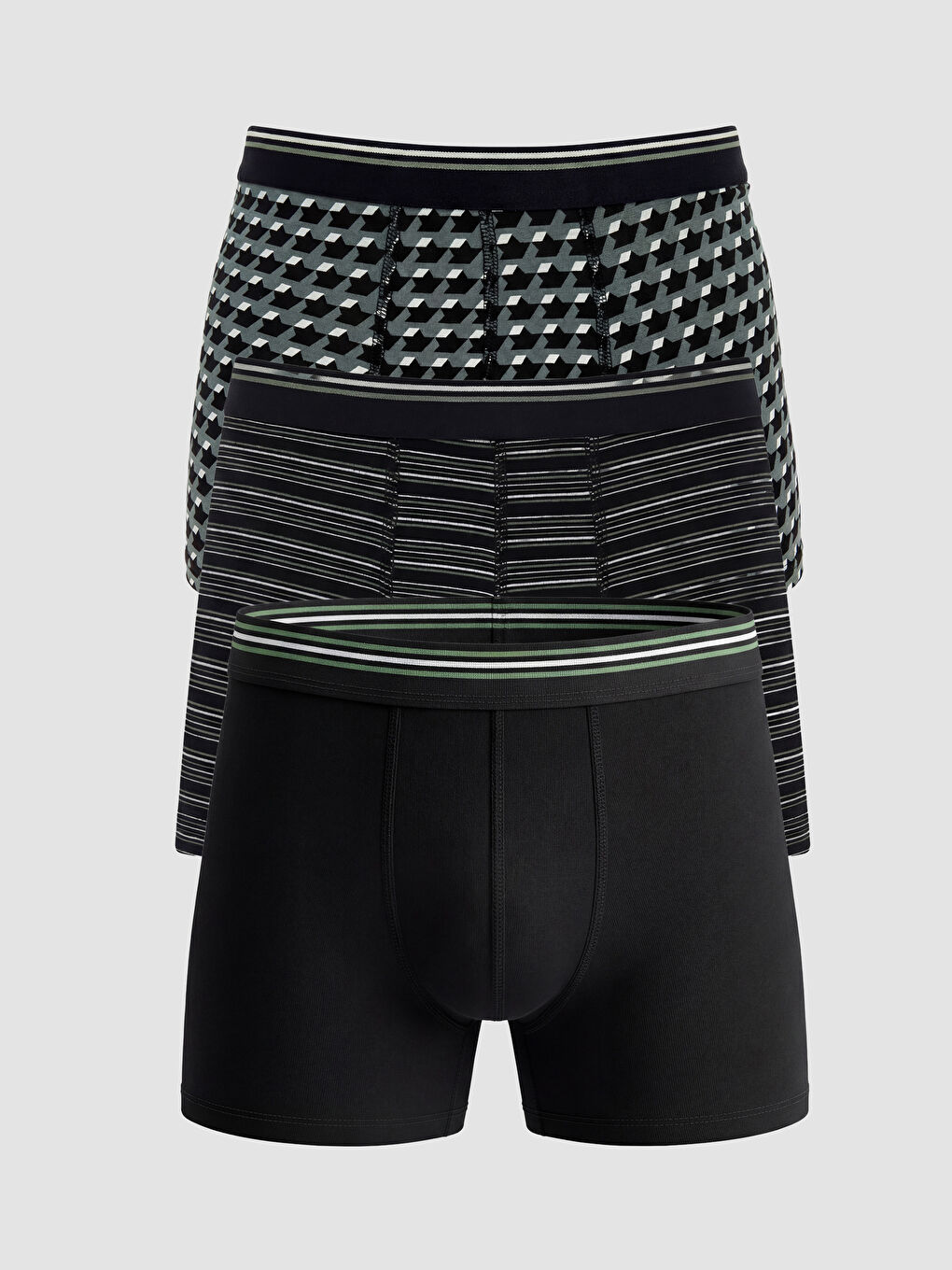 Siyah Standart Kalıp Pamuklu Esnek Erkek Boxer 3'lü