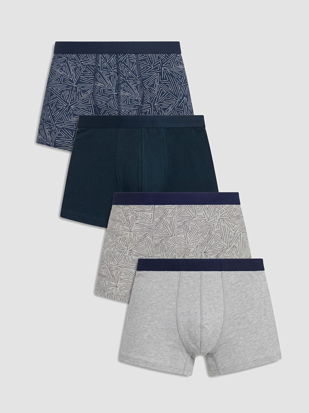 Lacivert Pamuklu Esnek Erkek Boxer 4'lü