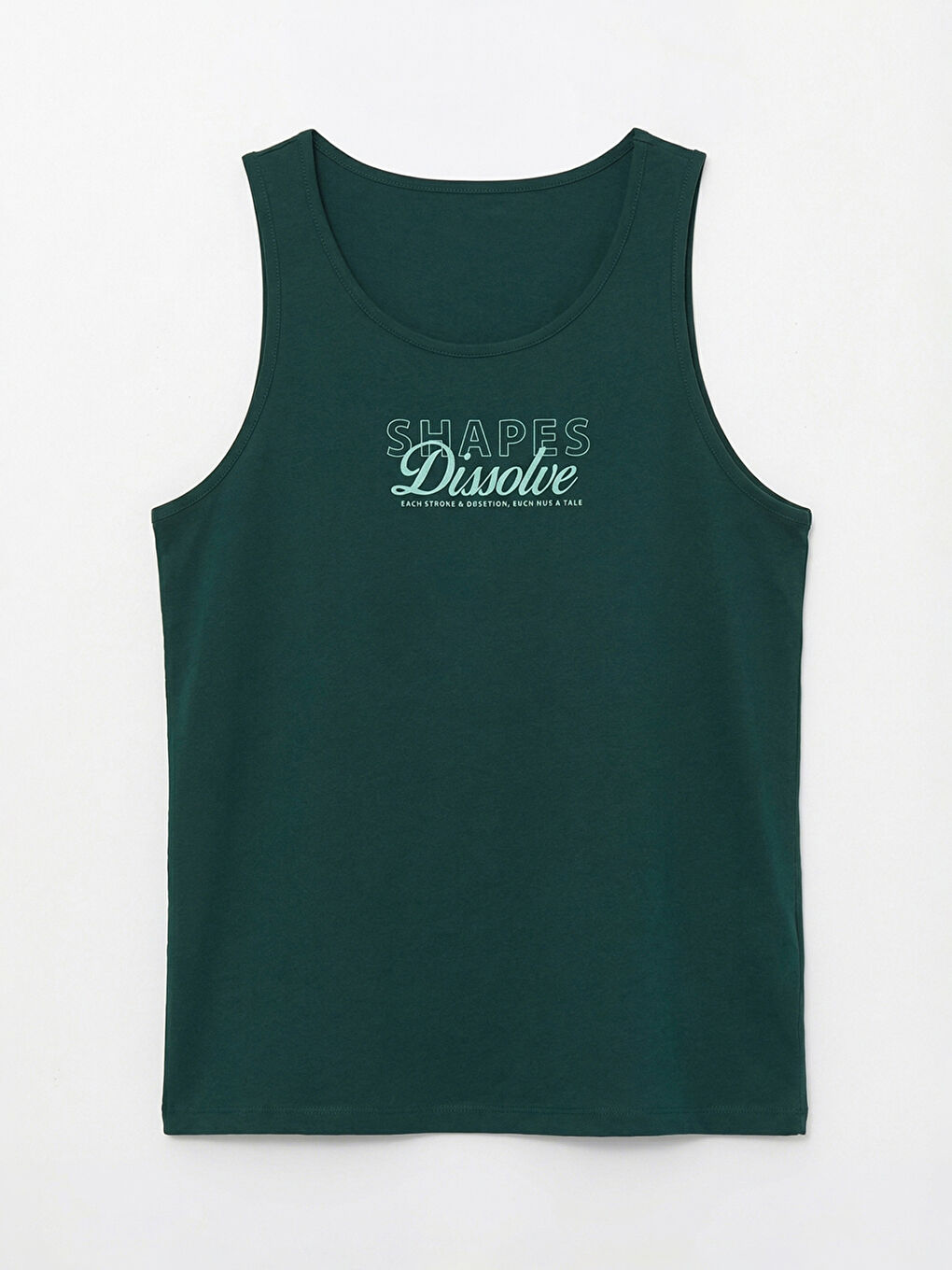 Yeşil U Yaka Baskılı Erkek Kolsuz Tişört-4