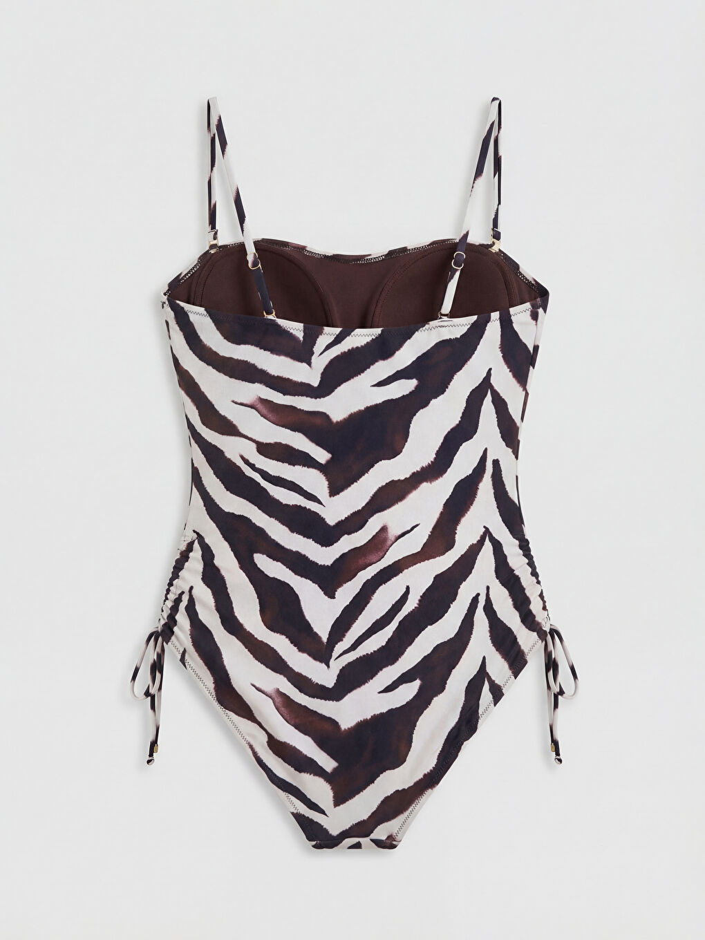 Ženski kupaći kostim sa kvadratnom kragnom i zebra uzorkom-1