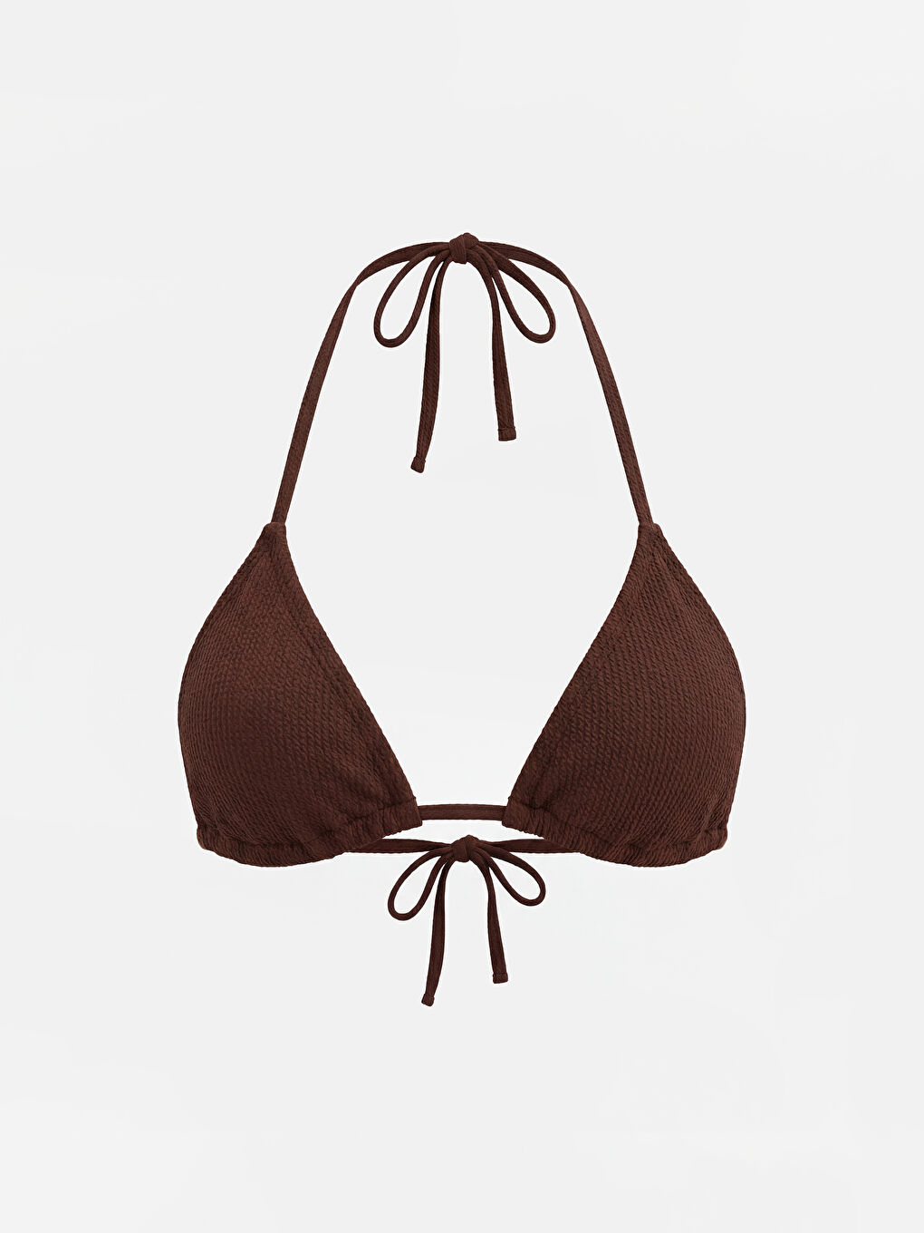 Kahverengi Çıkarılabilir Pedli Boyundan Bağlamalı Kadın Bikini Üst