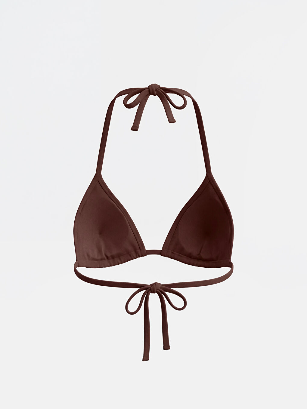 Kahverengi Çıkarılabilir Pedli Boyundan Bağlamalı Kadın Bikini Üst-1