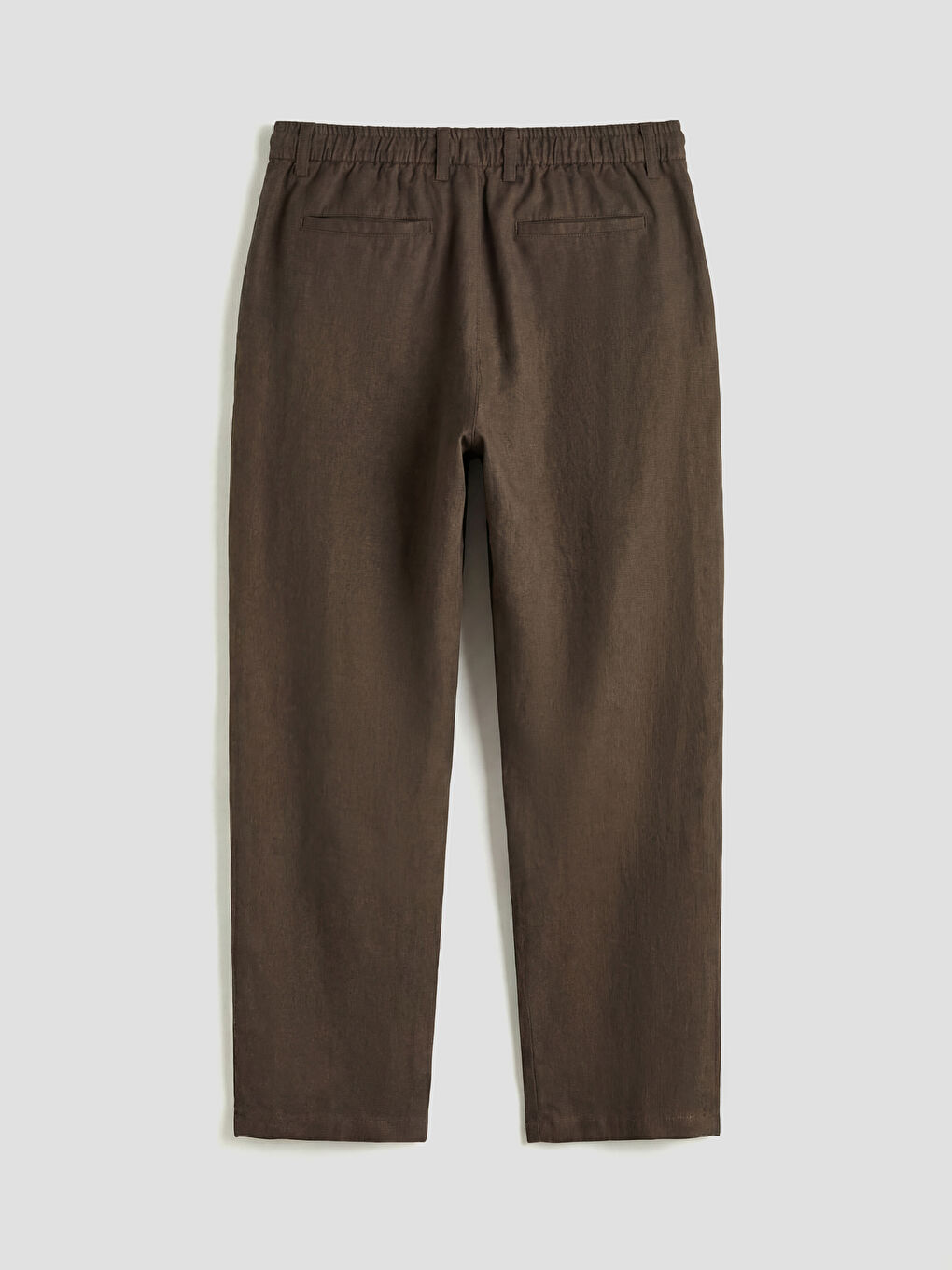 Kahverengi Standart Kalıp Erkek Keten Pantolon-5