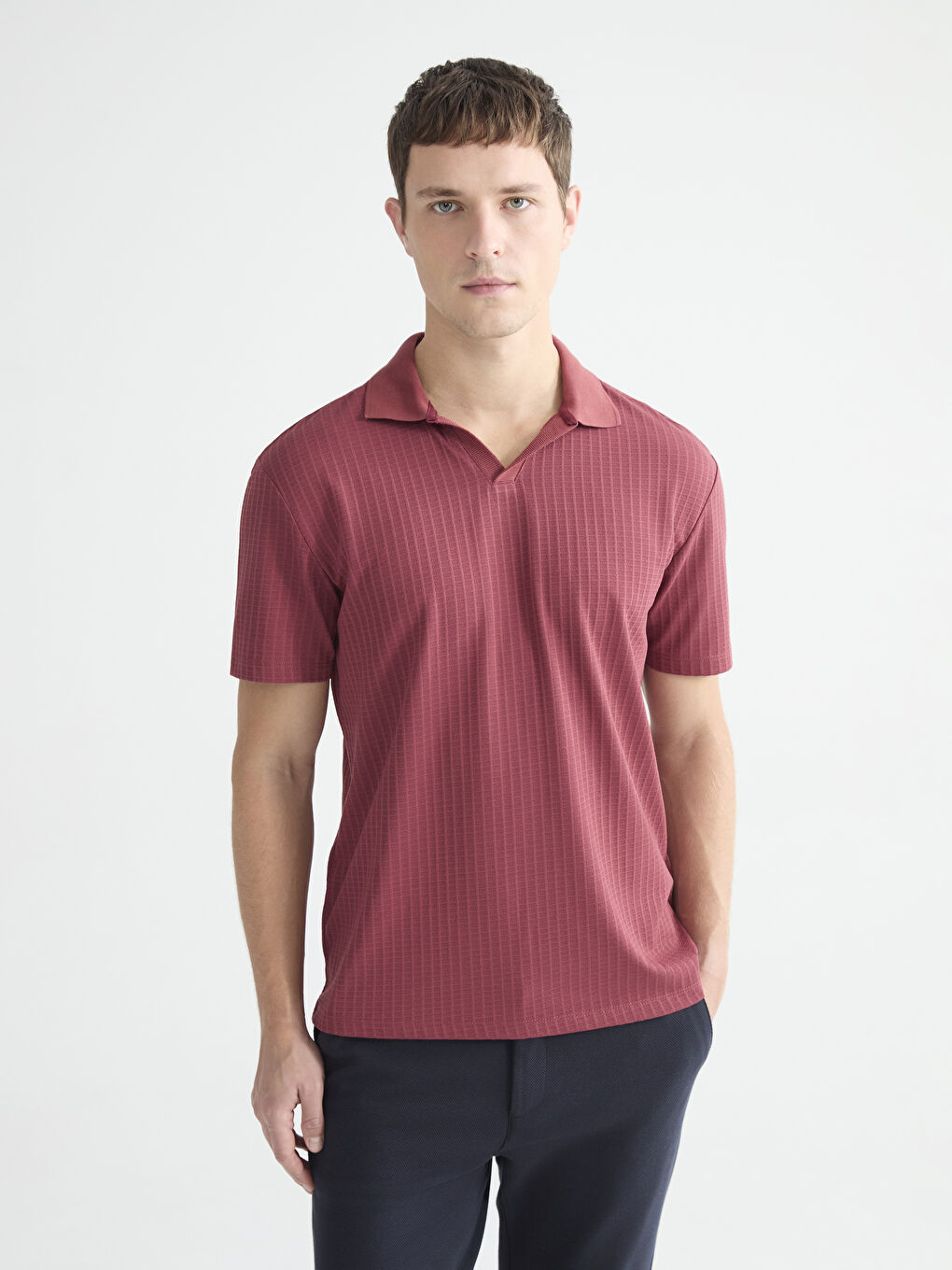 Bordo Polo Yaka Erkek Tişört