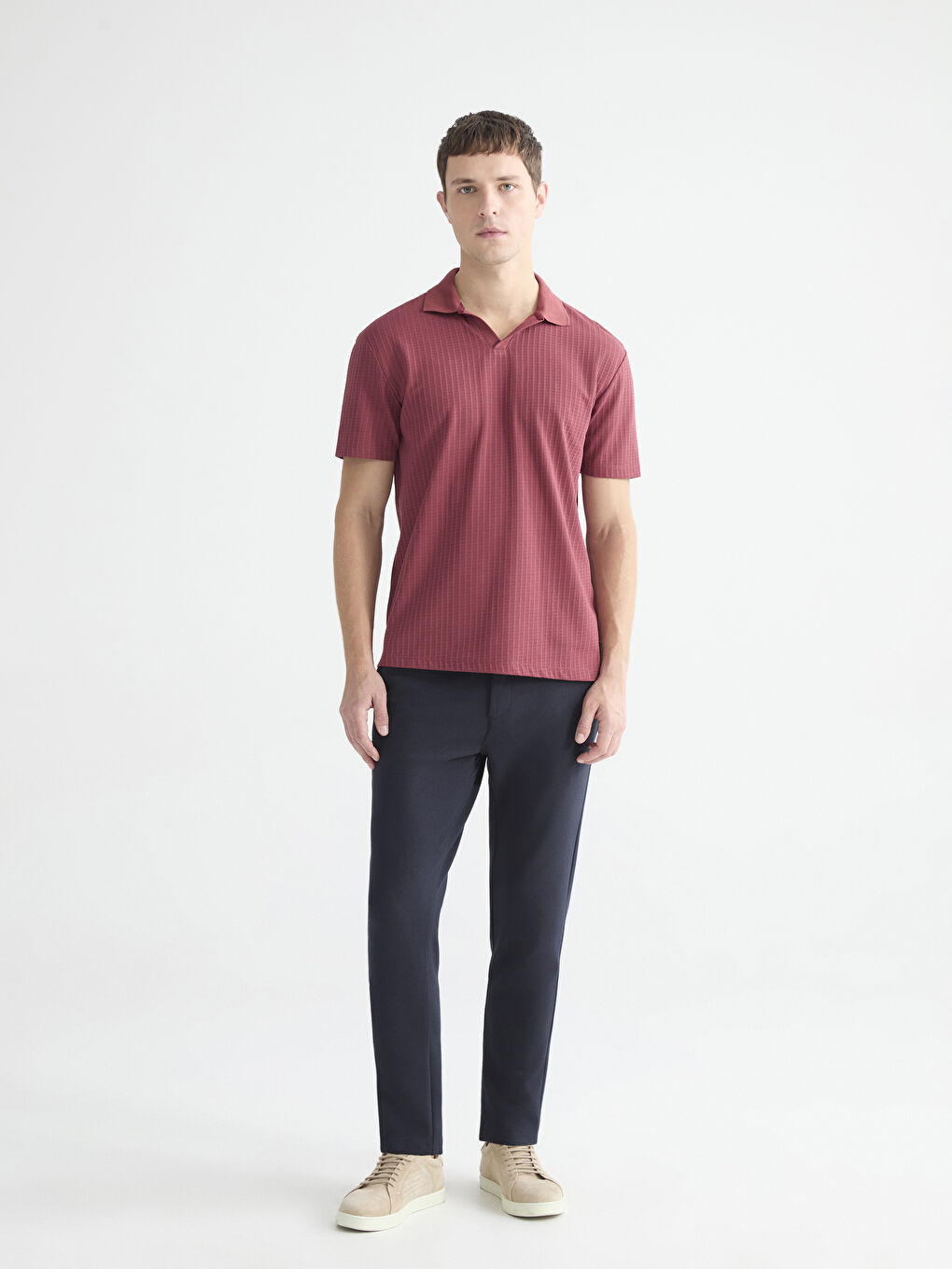 Bordo Polo Yaka Erkek Tişört-1