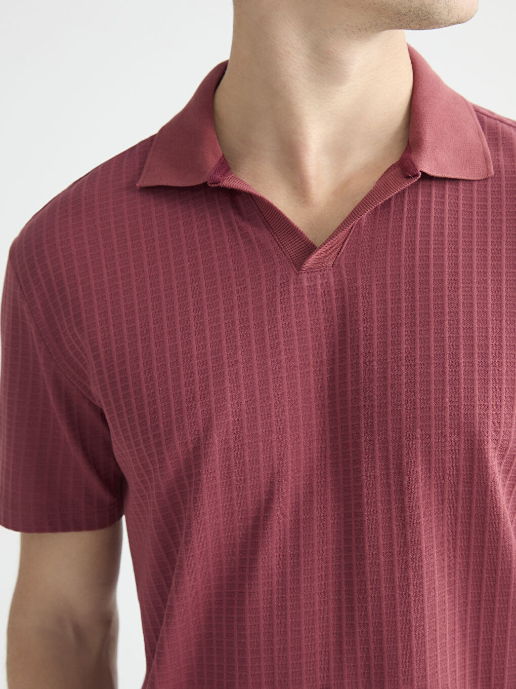 Bordo Polo Yaka Erkek Tişört-2