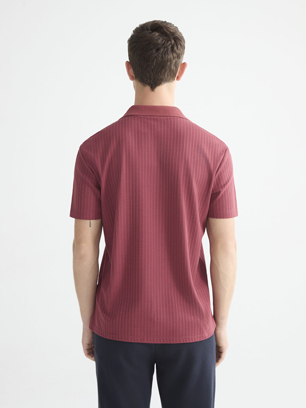 Bordo Polo Yaka Erkek Tişört-3