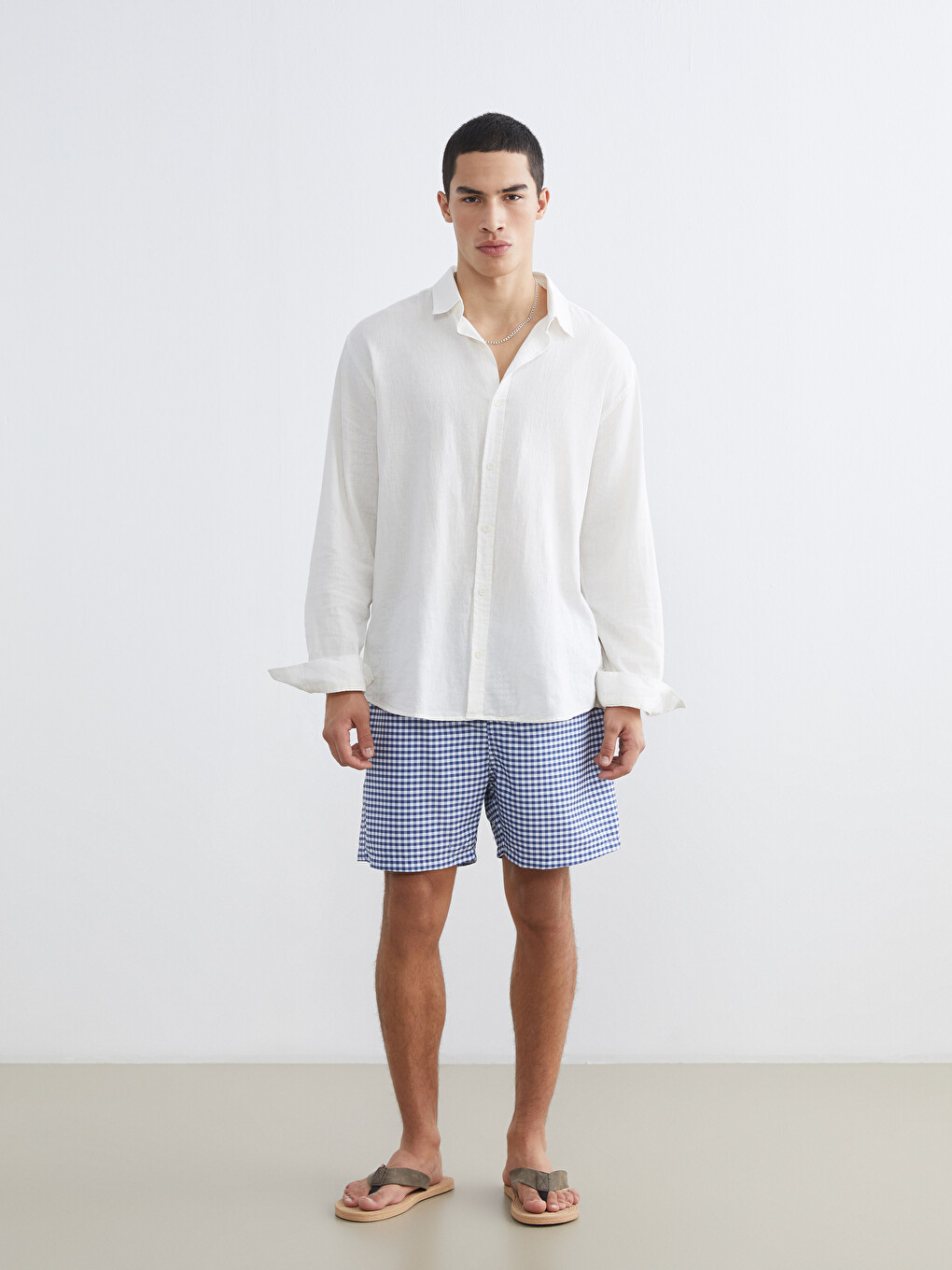 Striped Men's Swim Shorts, Cut For A Shorter Silhouette.