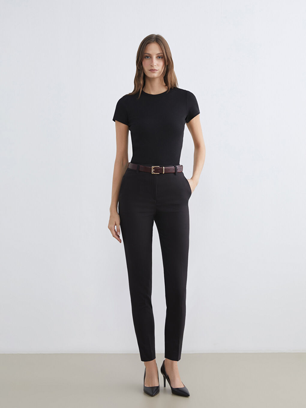 T-shirt pour Femmes Texturé à Col Rond-1