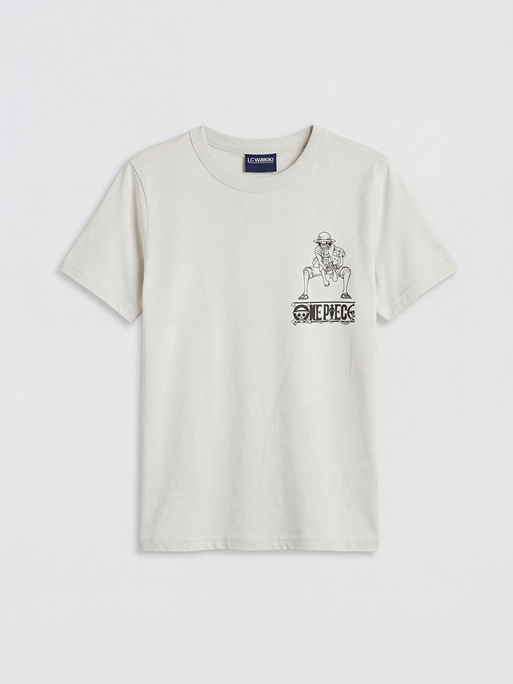 Bej Bisiklet Yaka One Piece Baskılı Erkek Çocuk Tişört