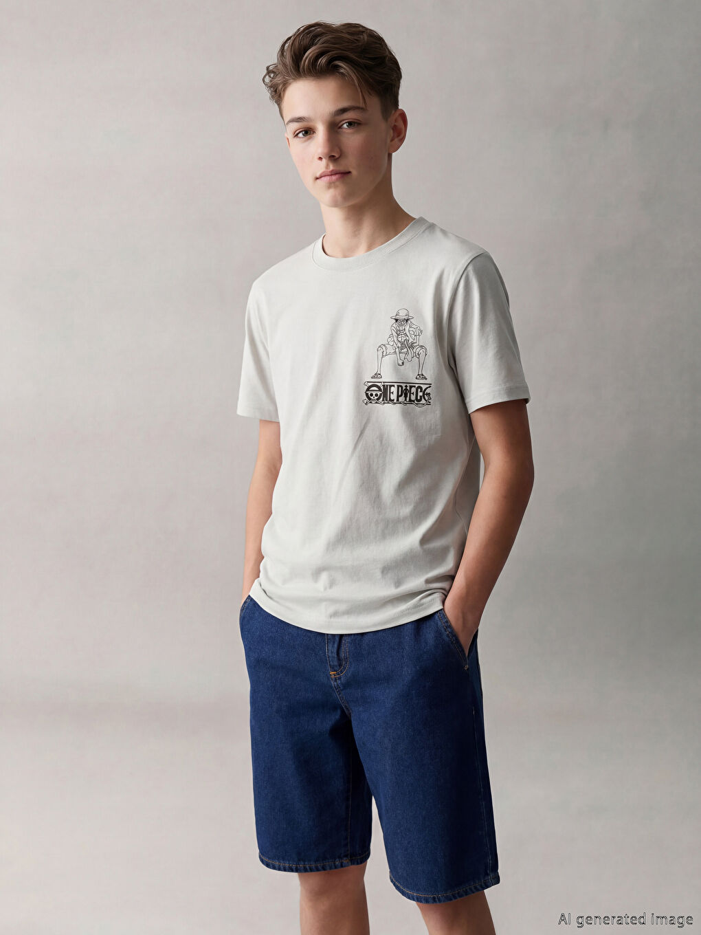 Crew Neck One Piece Printed Boys' T-Shirt