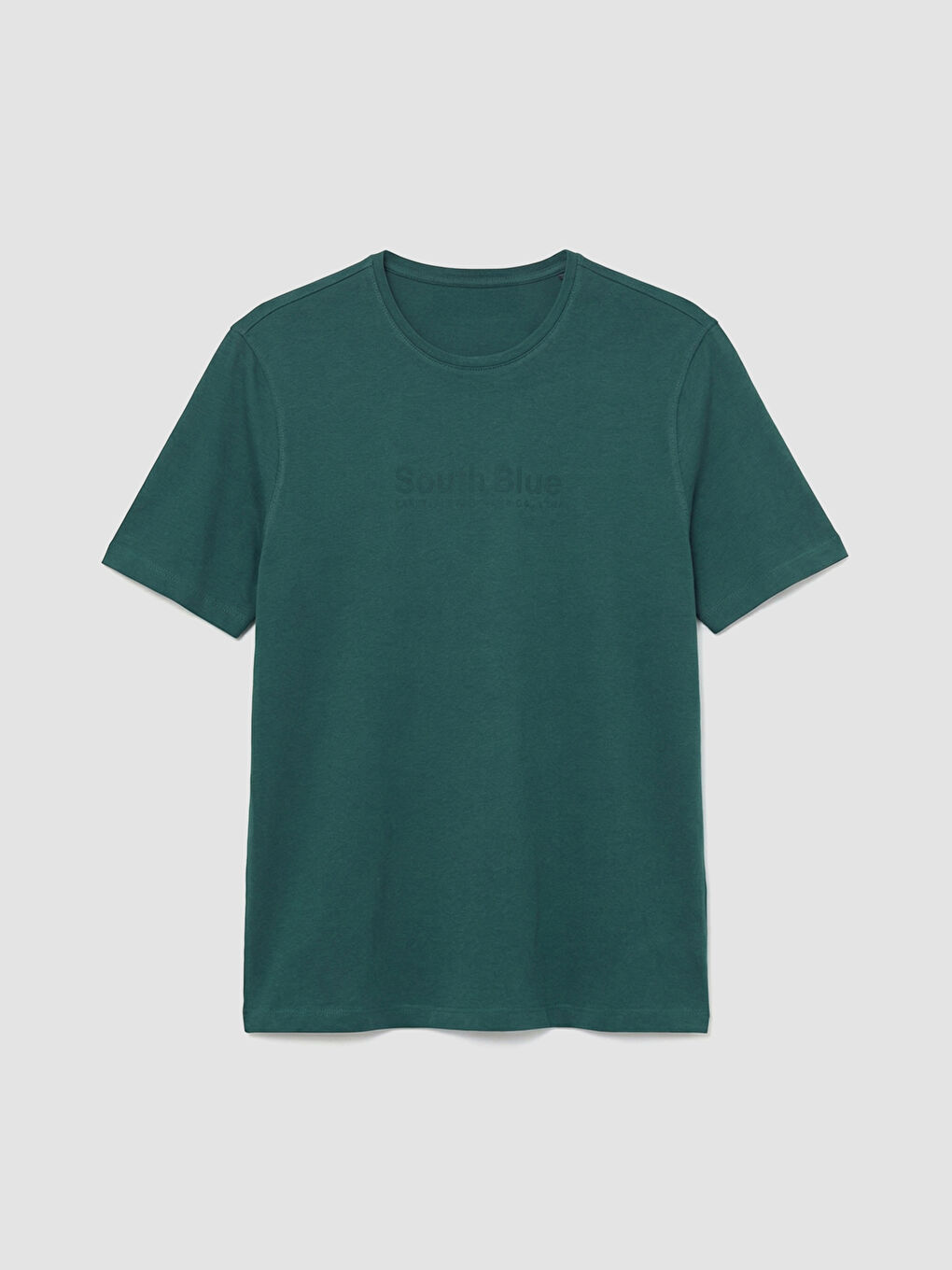 Yeşil Bisiklet Yaka Baskılı Penye Erkek Tişört