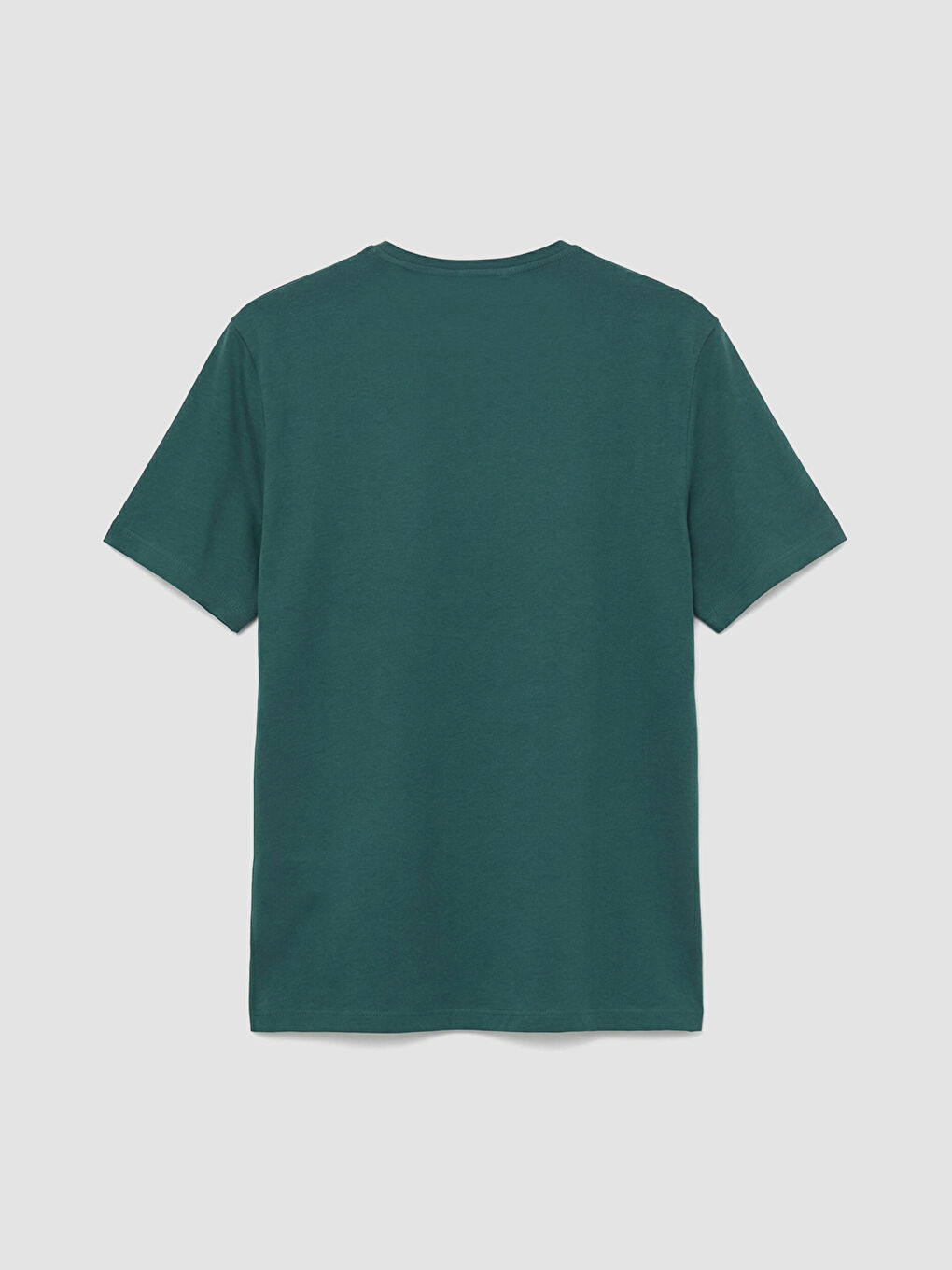 Yeşil Bisiklet Yaka Baskılı Penye Erkek Tişört-1