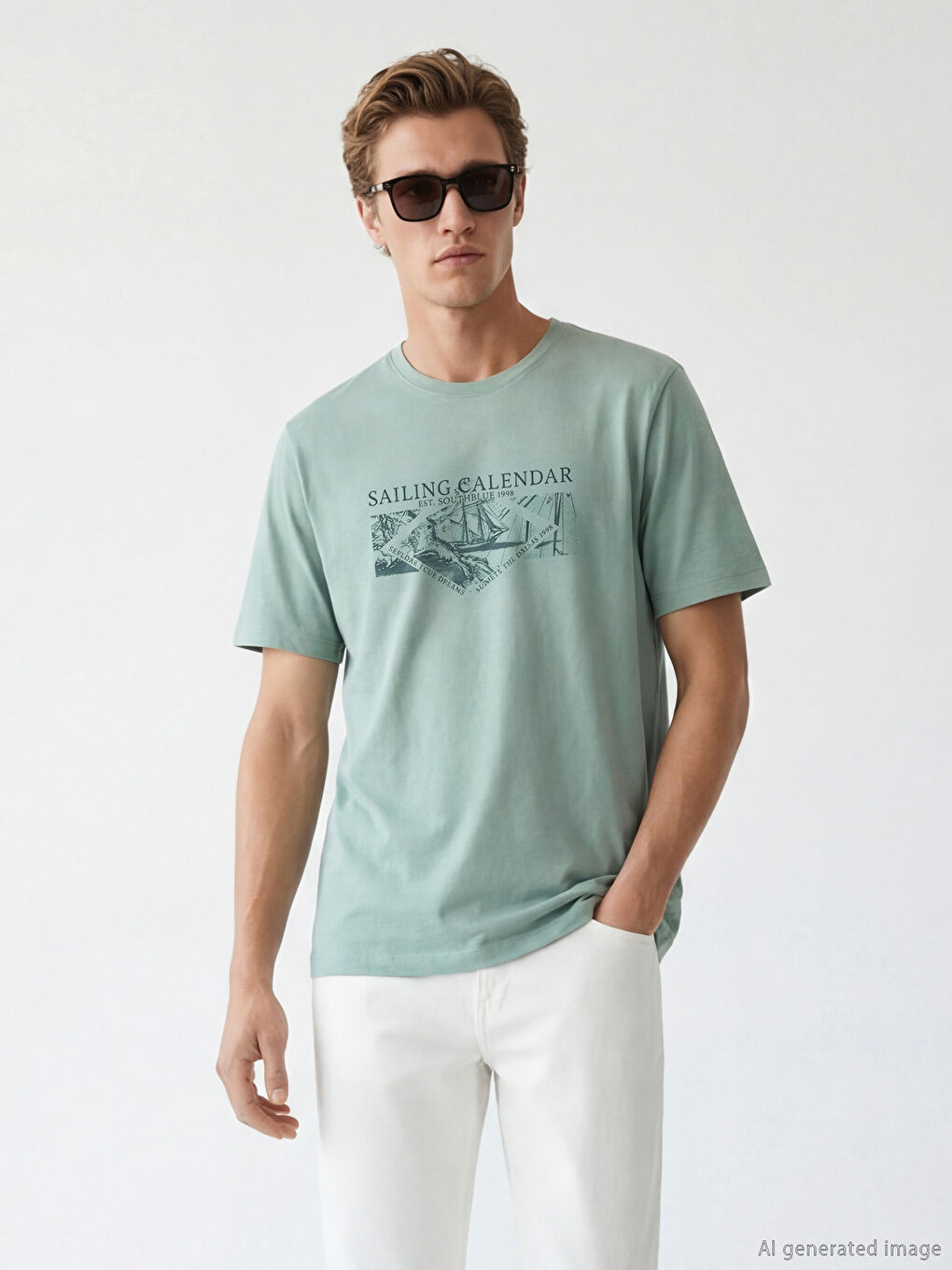 Мужчины Зелёный Футболка-1