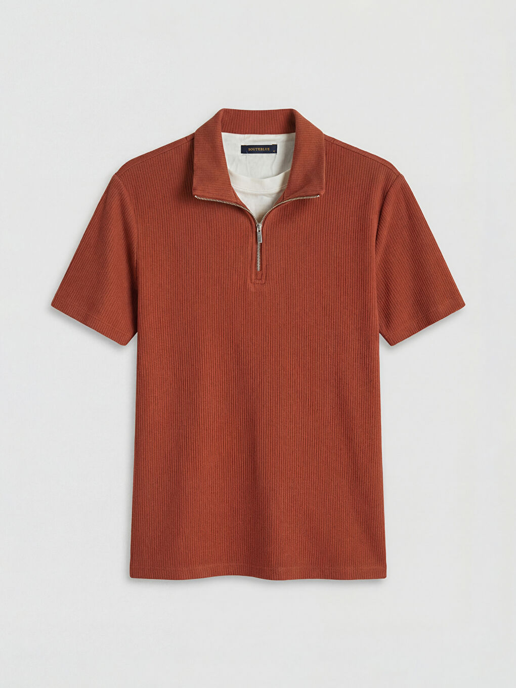 Turuncu Fermuarlı Polo Yaka Erkek Tişört