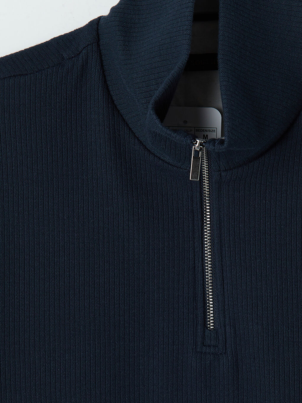 Lacivert Fermuarlı Polo Yaka Erkek Tişört-3