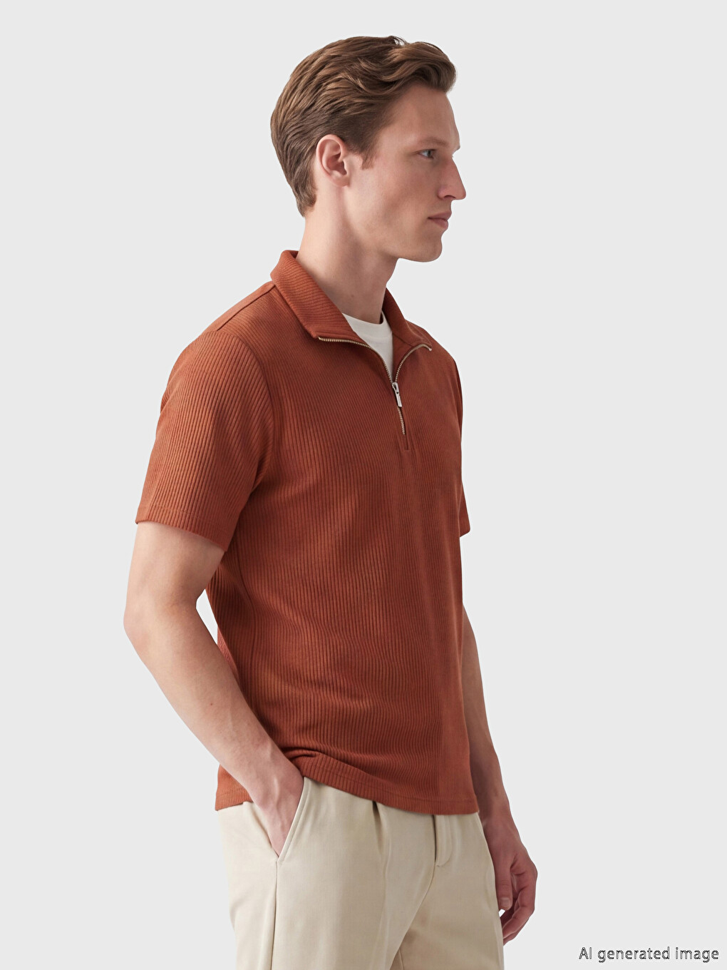Half-Zip Polo Collar Men's T-Shirt