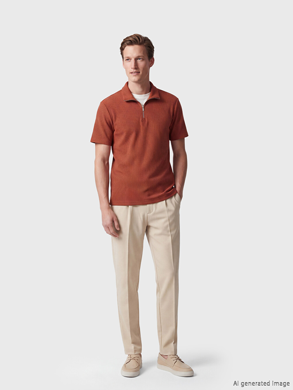 Half-Zip Polo Collar Men's T-Shirt-1