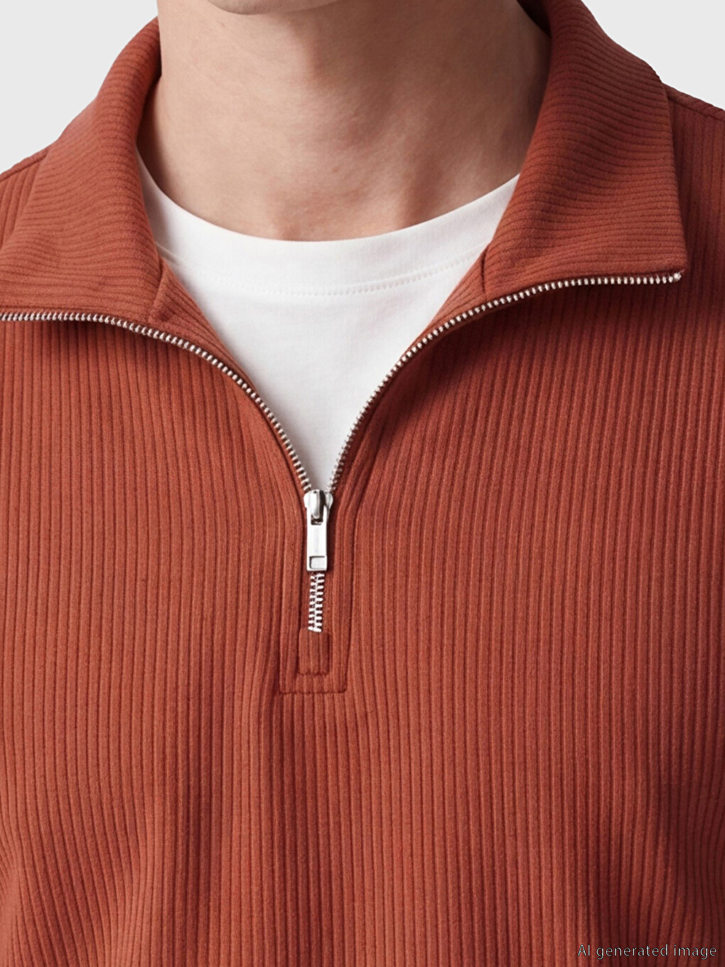 Half-Zip Polo Collar Men's T-Shirt-2