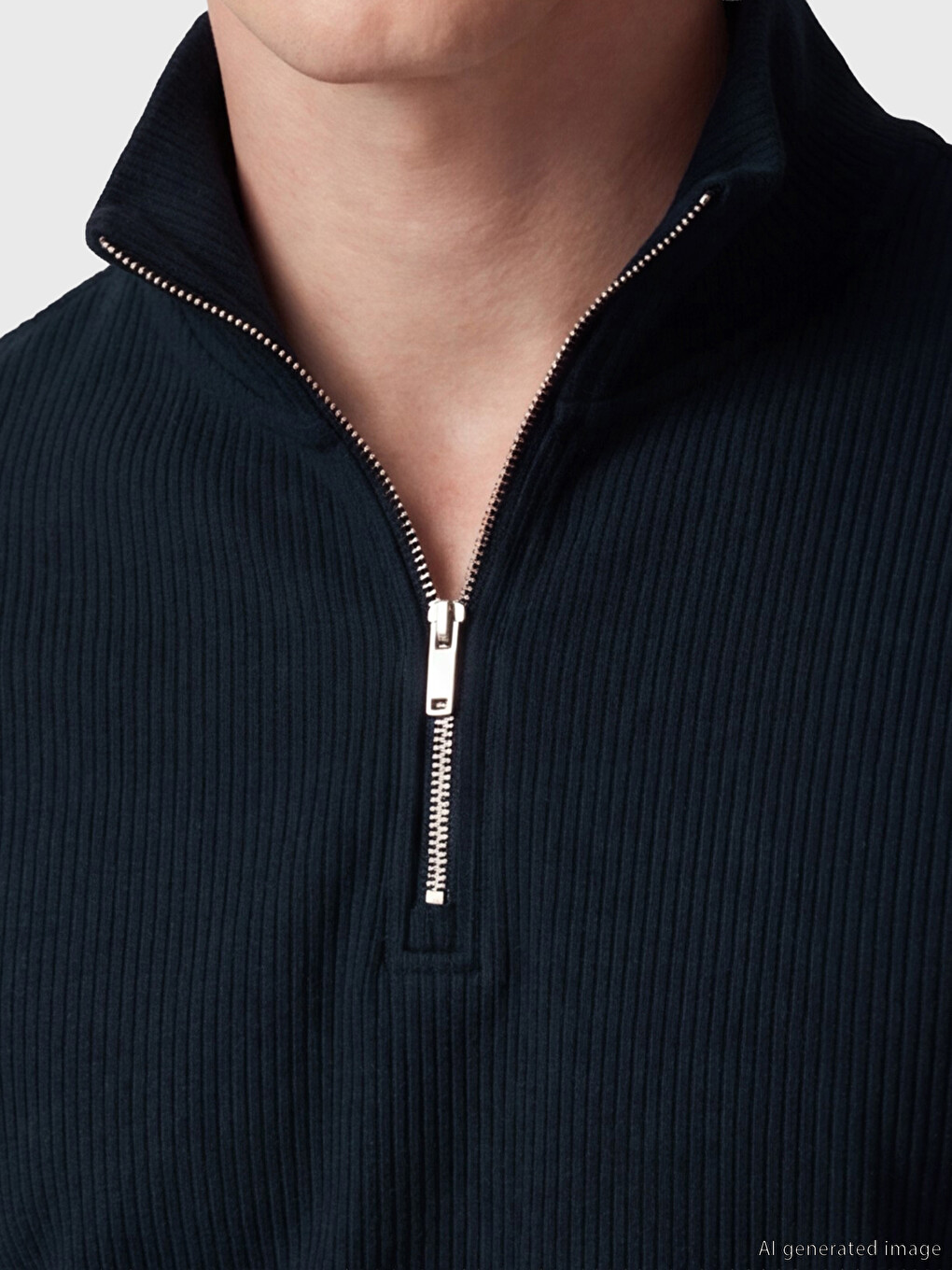 Half-Zip Polo Collar Men's T-Shirt-2