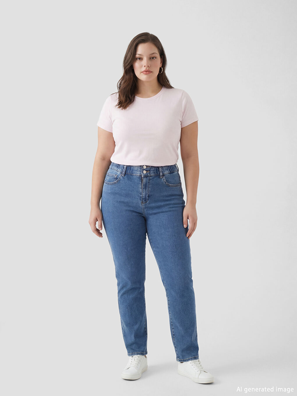 İndigo Yüksek Bel Slim Mom Kadın Jean Pantolon-1