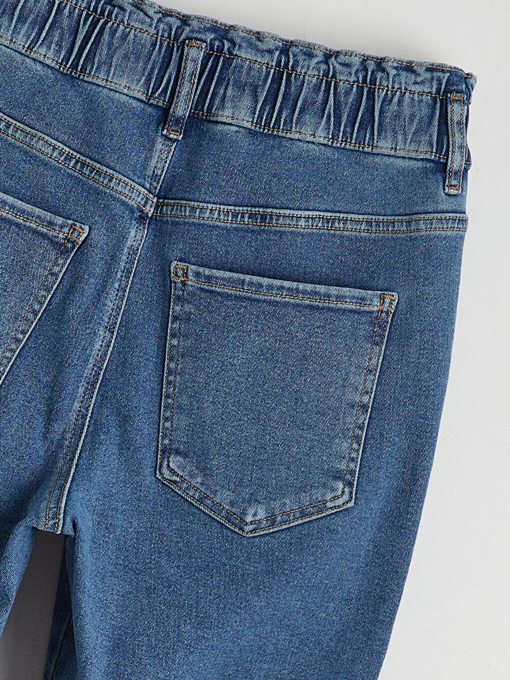 İndigo Yüksek Bel Slim Mom Kadın Jean Pantolon-5