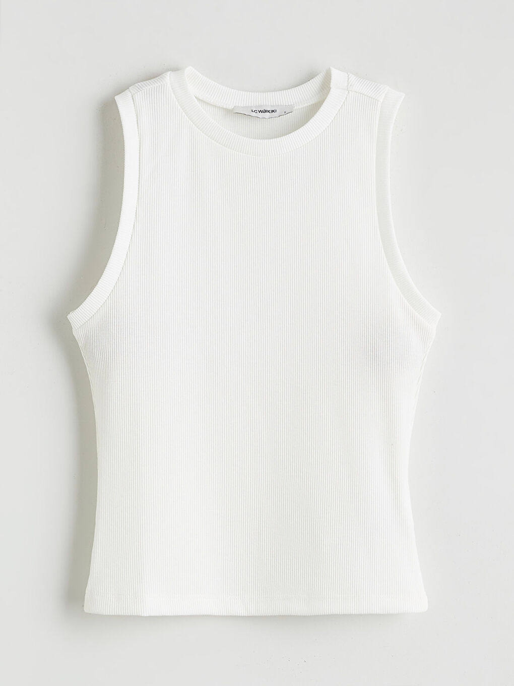 Ekru Bisiklet Yaka Dokulu Kadın Atlet-4