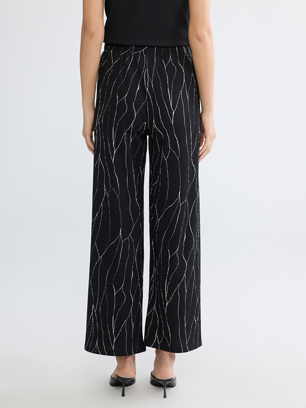 Elastic Waist Wide Leg Women's Trousers-3