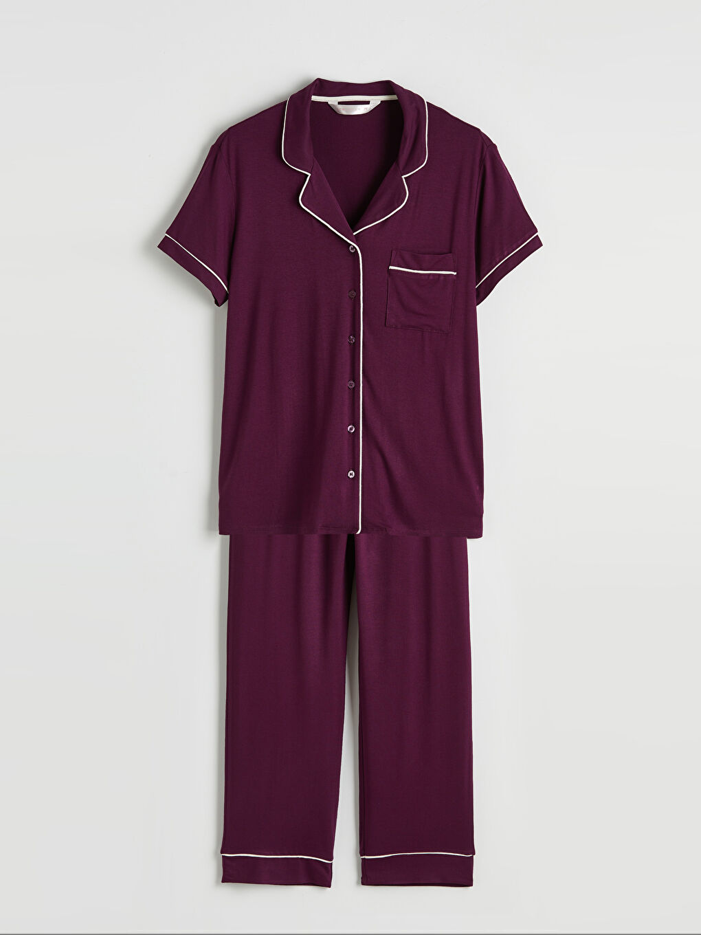 Mor Gömlek Yaka Kadın Pijama Takım-4