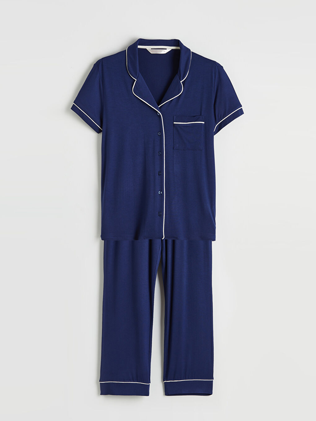 Lacivert Gömlek Yaka Kadın Pijama Takım-4