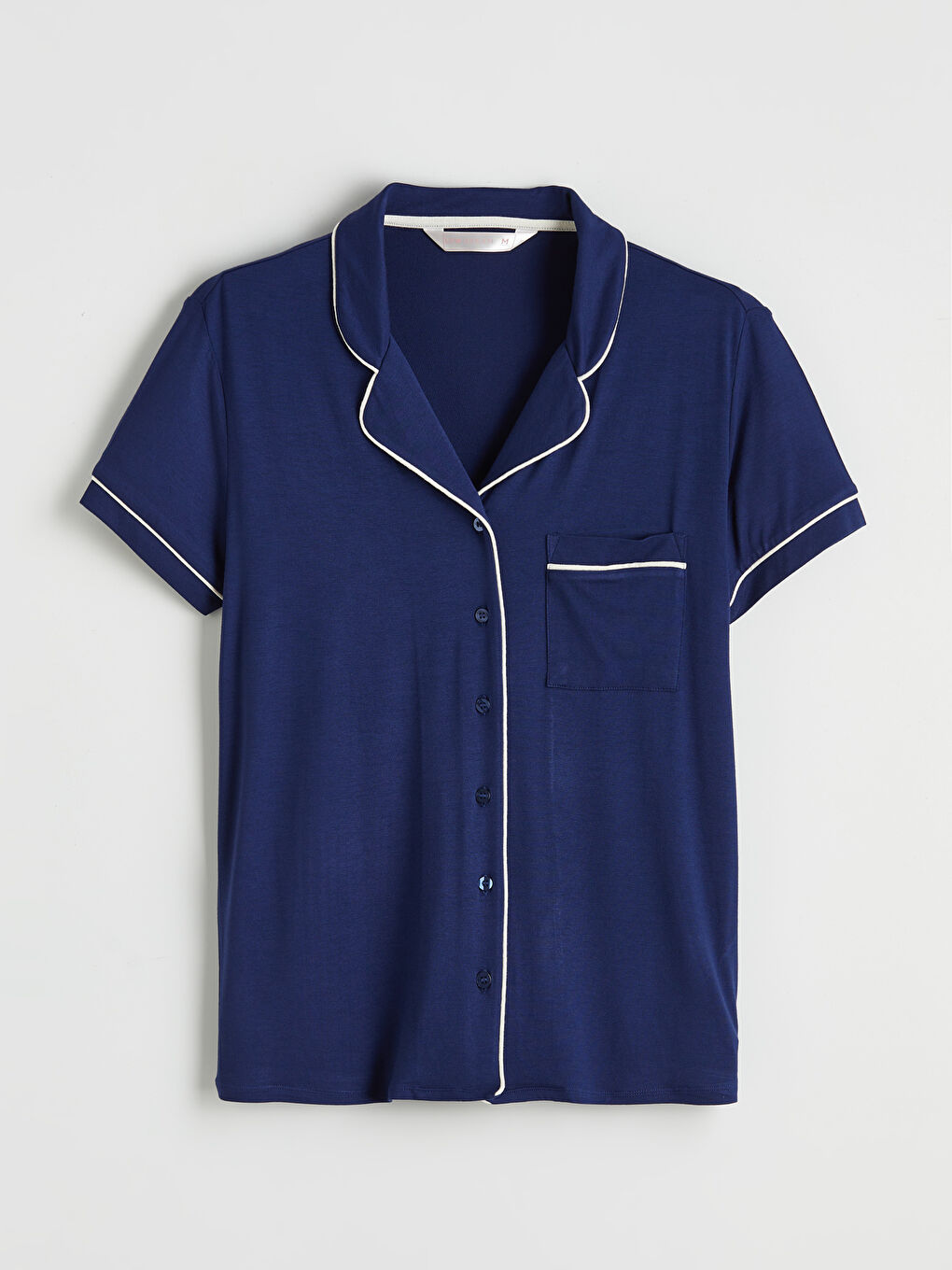 Lacivert Gömlek Yaka Kadın Pijama Takım-5