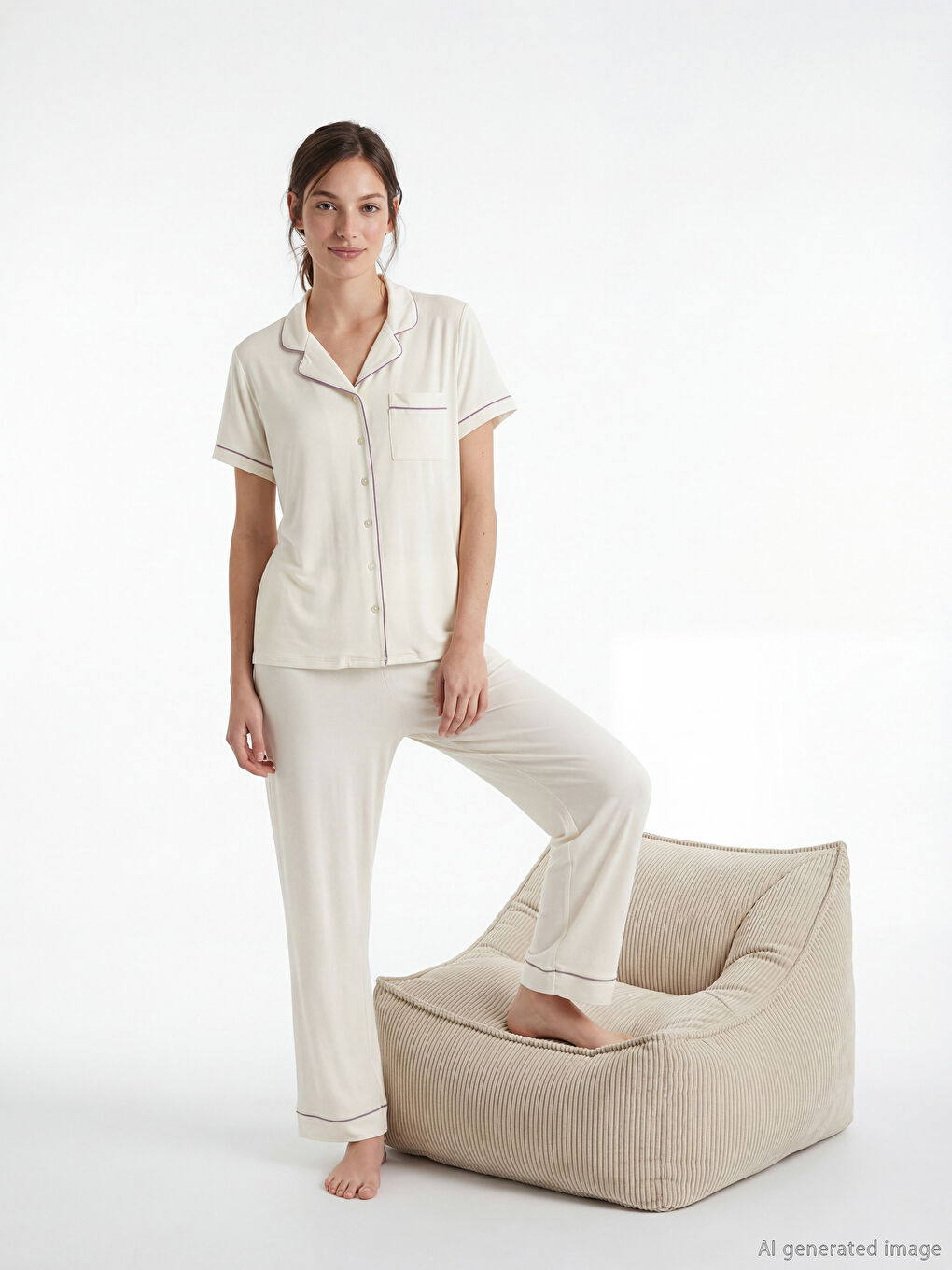 Γυναίκα ΡΟΖ Σετ πιτζάμας-1