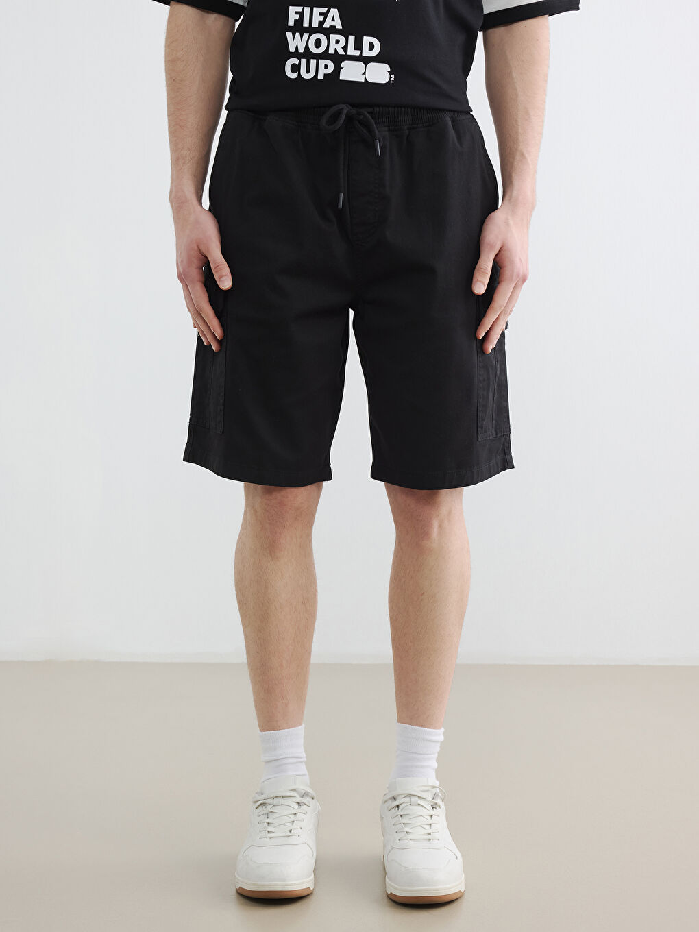 Regular Fit Gabardine Men's Cargo Shorts-1
