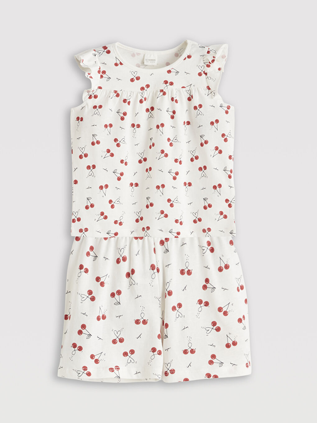 طقم بيجاما قصير بيج فاتح / ايكرو فتاة