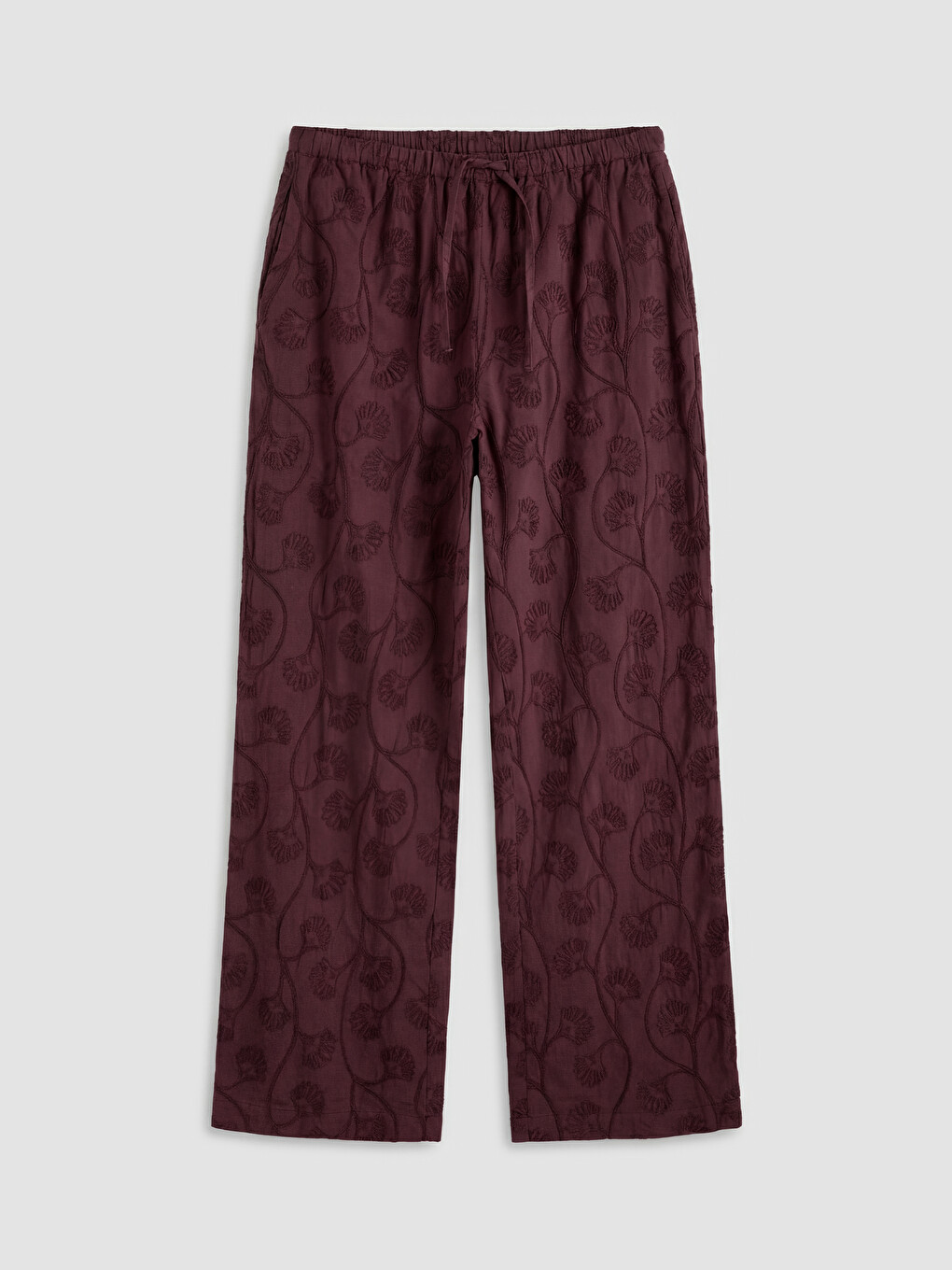 Beli Lastikli Nakışlı Kadın Pantolon-4