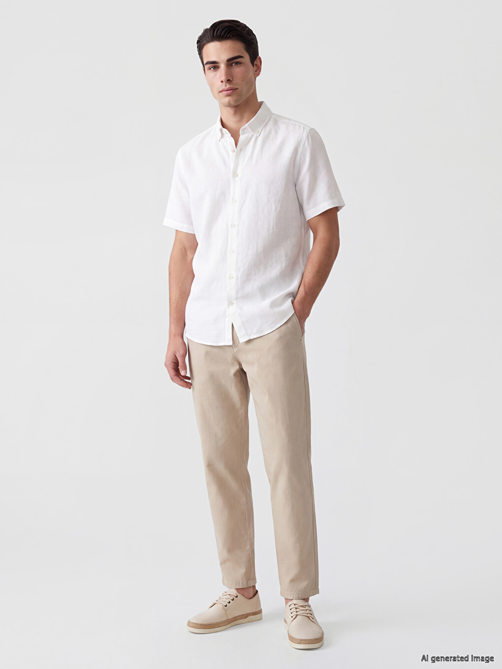 Slim Fit Linen Blend Men's Chino Trousers-1