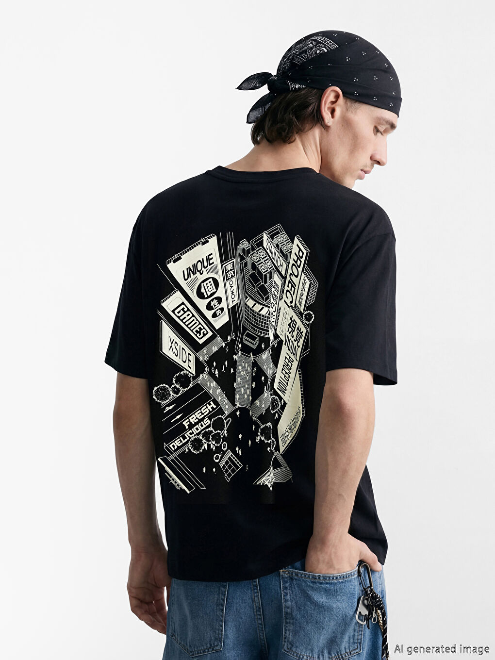 Oversize Tokyo Print Men's T-Shirt