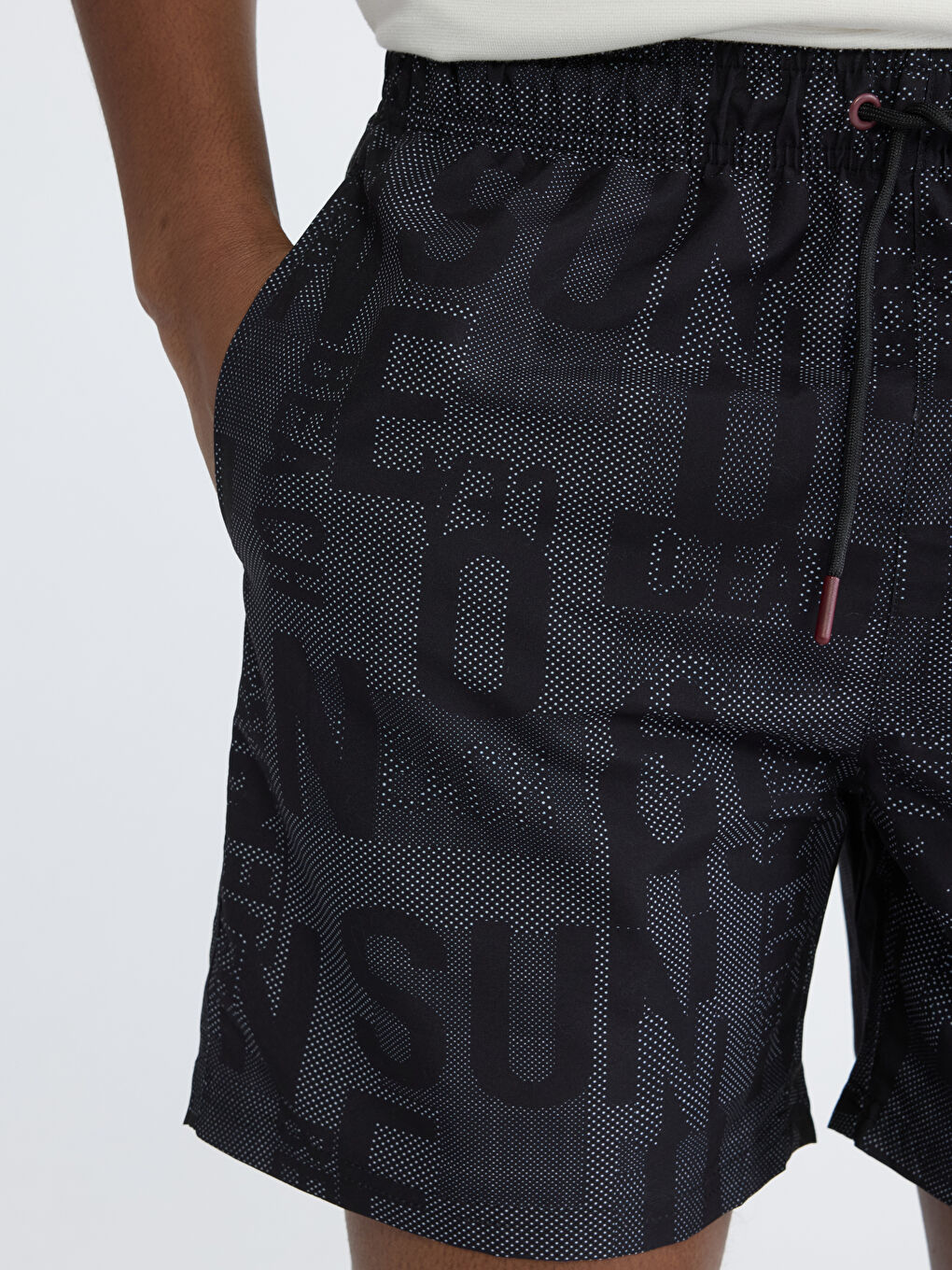Short de bain pour homme à taille élastique imprimé de lettres-2