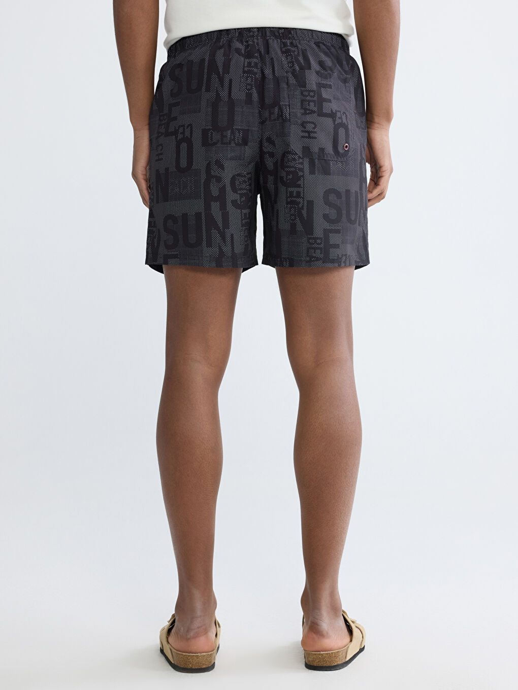 Short de bain pour homme à taille élastique imprimé de lettres-3