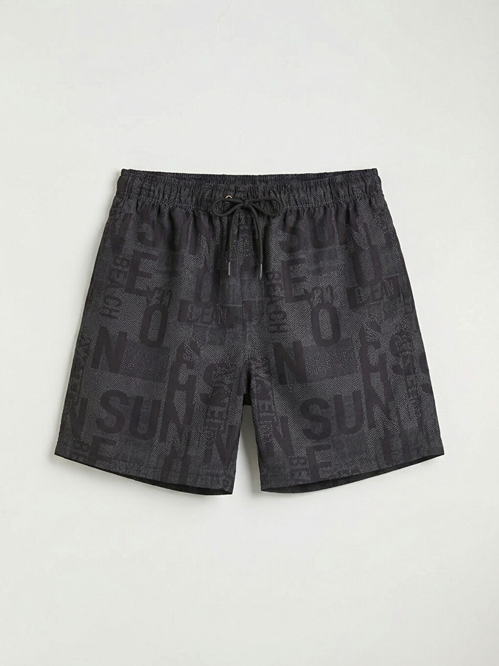 Short de bain pour homme à taille élastique imprimé de lettres-4